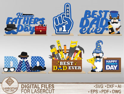 Father's Day Table Decor Sign SVG Laser Cut File for Glowforge and xTool