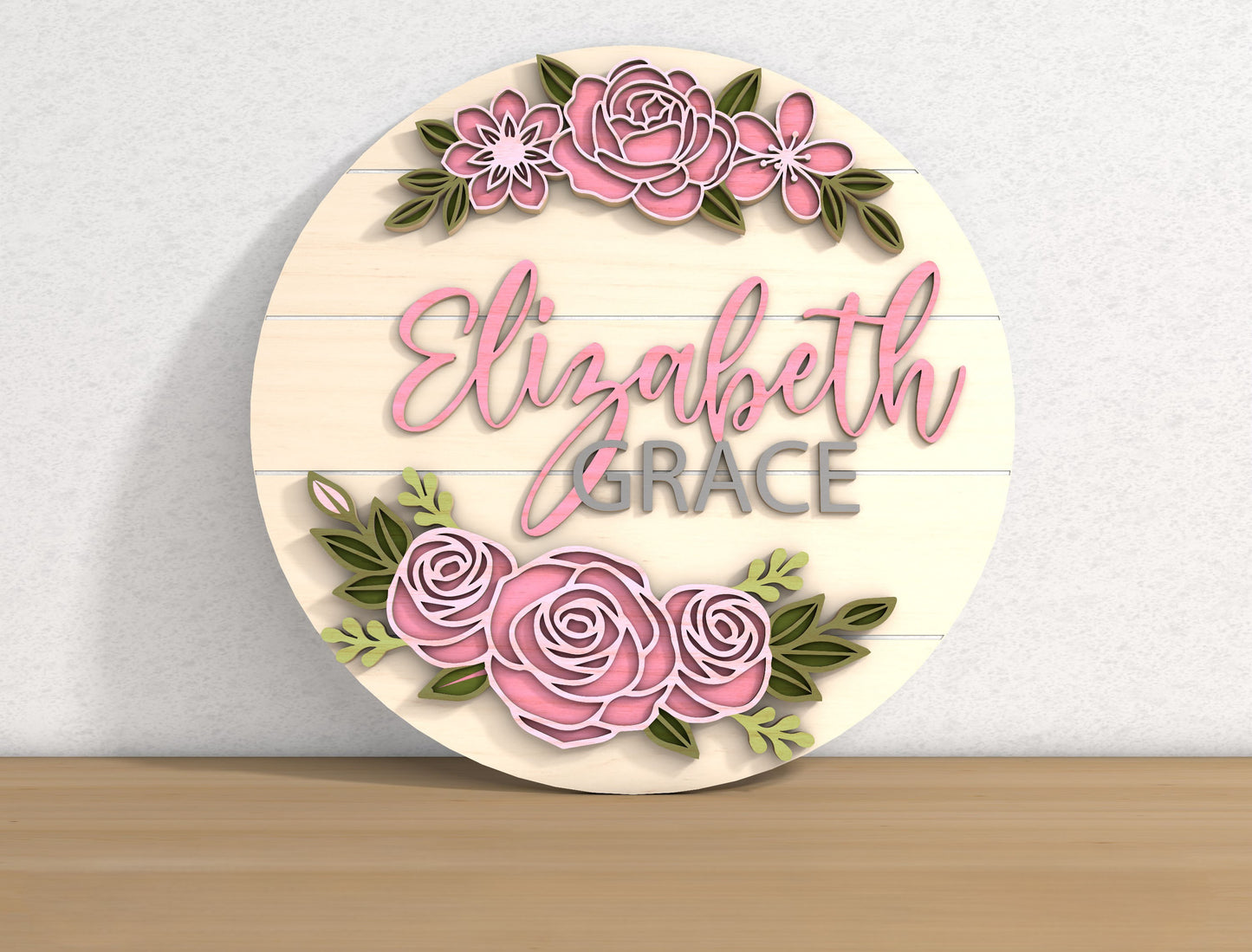 Flower Door Sign SVG File for Glowforge and LightBurn