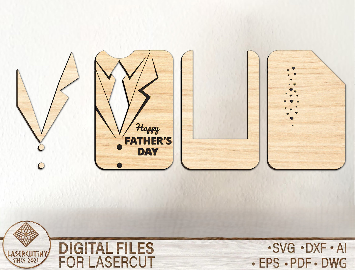 Father’s Day Suit Card Holder SVG for Glowforge and xTool