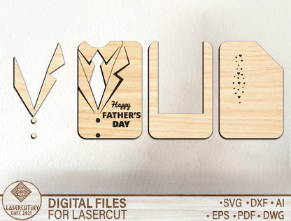 Father’s Day Suit Card Holder SVG for Glowforge and xTool