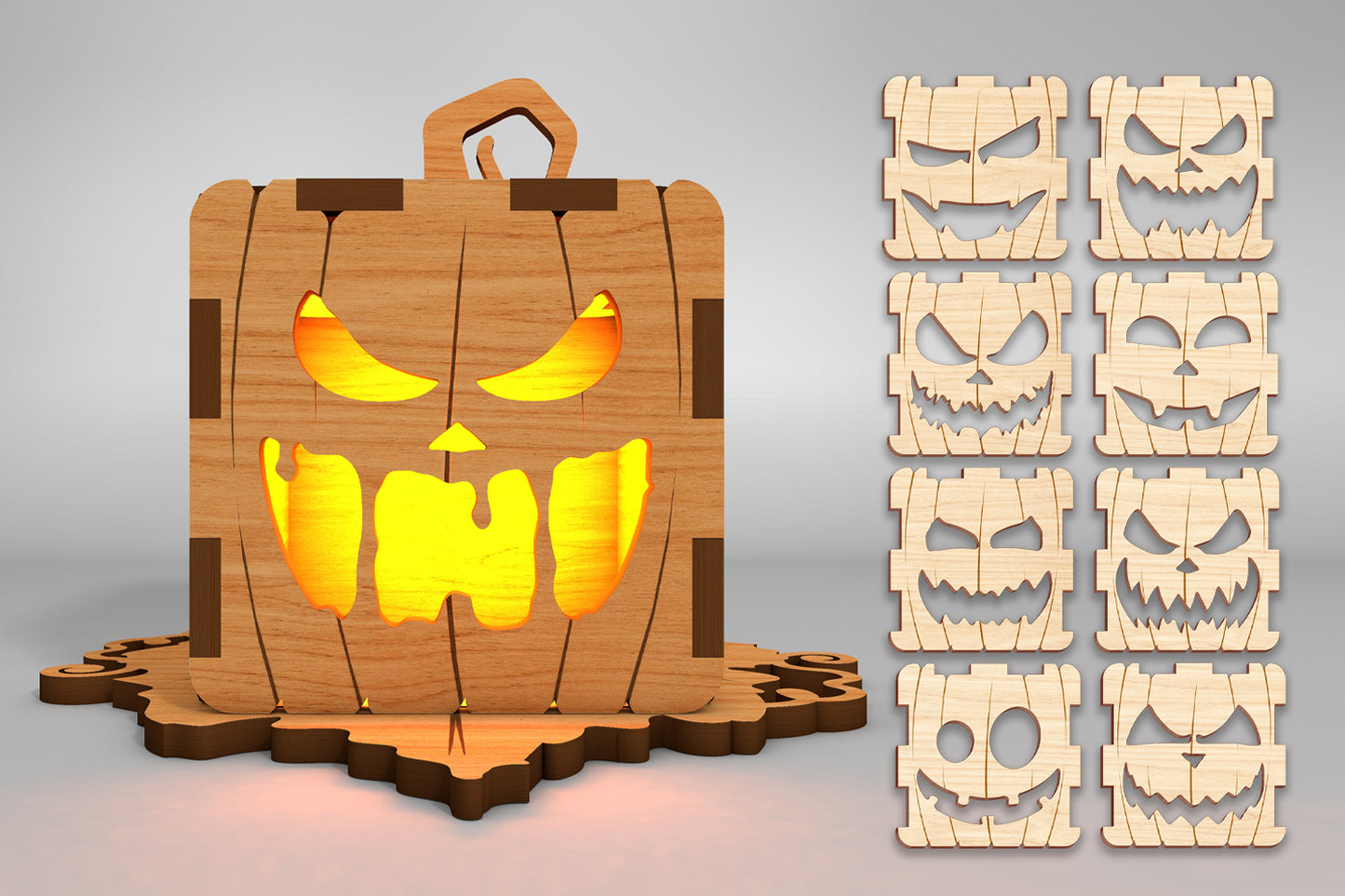 Halloween Pumpkin Lantern Box SVG Set for Glowforge xTool LightBurn