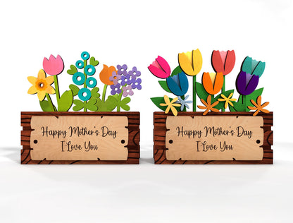 Mother's Day Easter Flower Box SVG Standing Decor for LightBurn