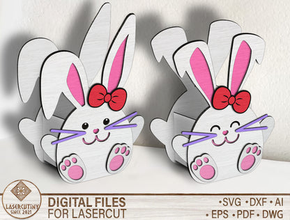 Easter Bunny Bow Egg Holder SVG Cute Bunny for LightBurn and xTool
