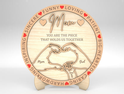 Mommy Mama Mom Family Hands Round Sign SVG for LightBurn and xTool