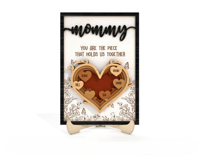 Heart Family Layered Frame SVG Mom Quote Sign for Glowforge and xTool