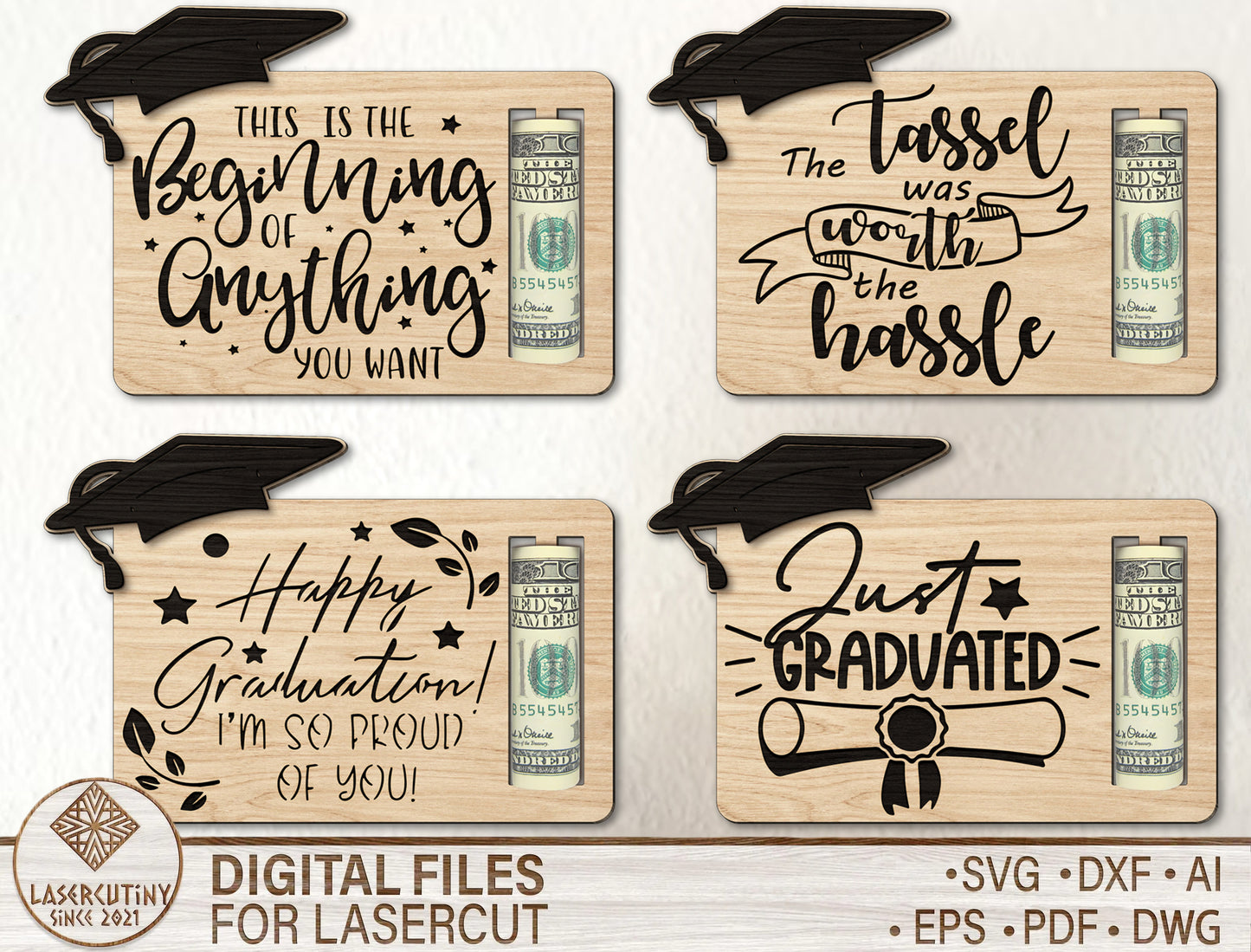 Graduation Cash Gift Card SVG for Glowforge and LightBurn
