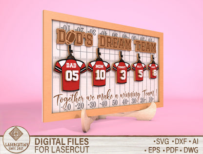 Personalized Football Dad Sign SVG Laser Cut File for Glowforge and LightBurn