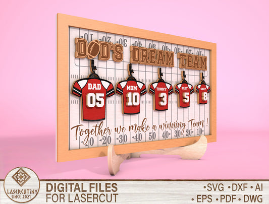 Personalized Football Dad Sign SVG Laser Cut File for Glowforge and LightBurn