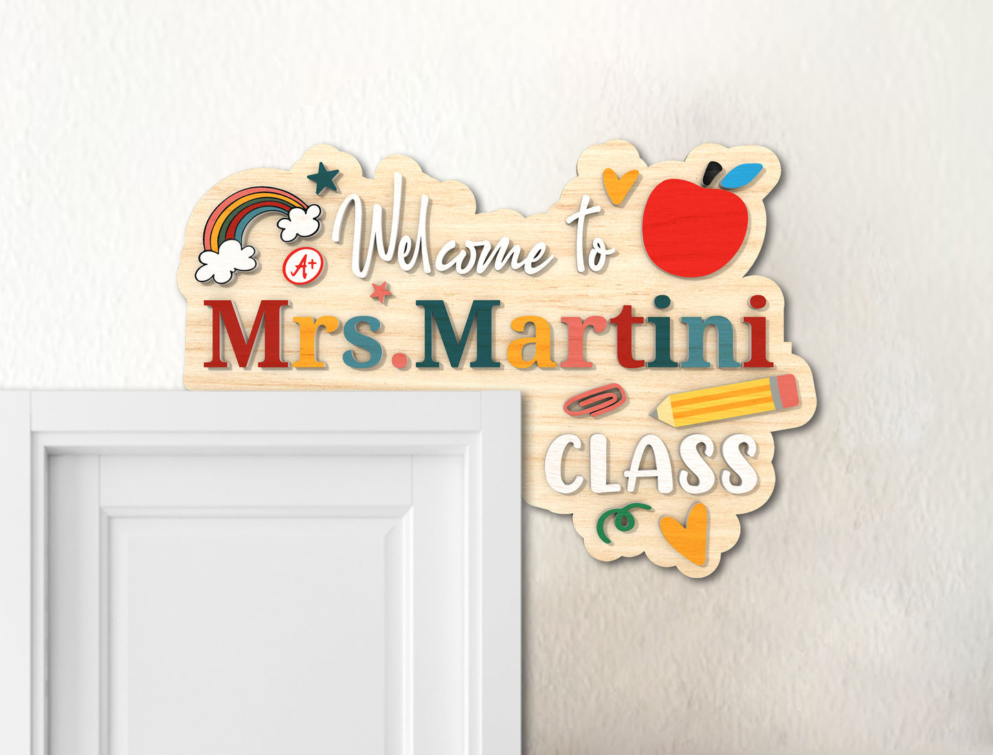 Personalized 3D Teacher Doorframe Sign SVG for Glowforge and xTool
