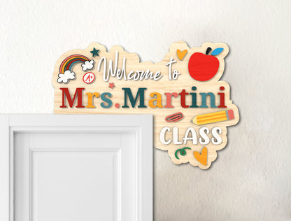 Personalized 3D Teacher Doorframe Sign SVG for Glowforge and xTool