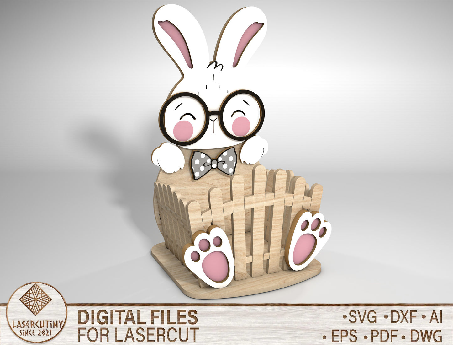 Easter Bunny Gift Basket SVG Cute Bunny Chick for Glowforge and xTool