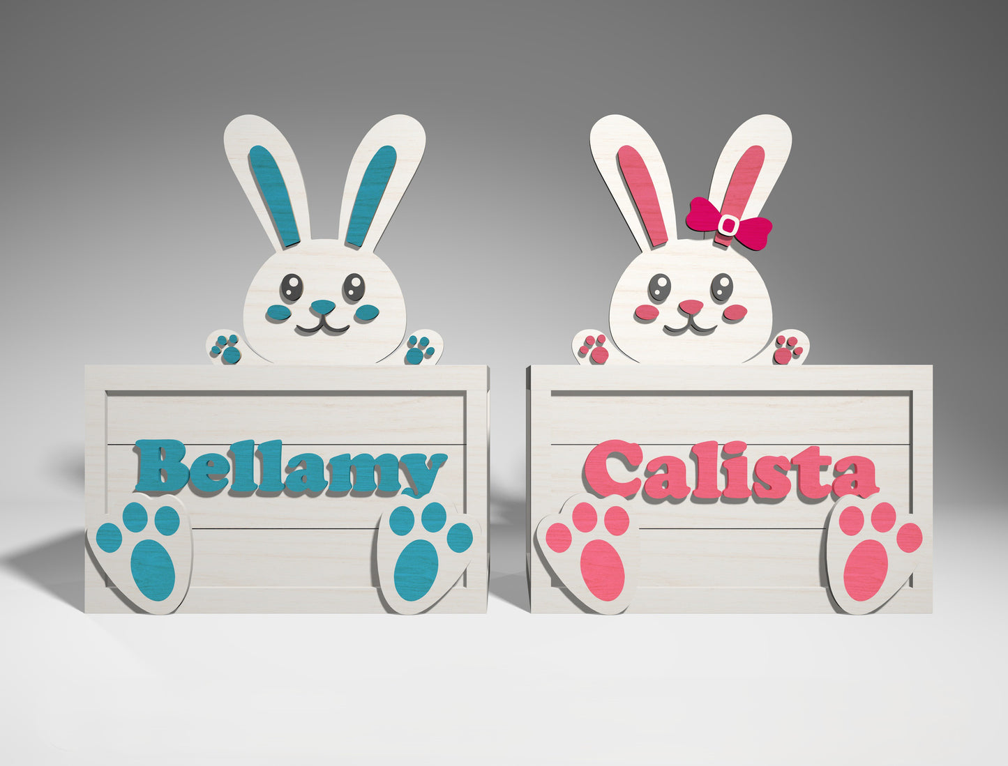 Personalized Easter Bunny Box SVG Wooden Basket 2 Designs for LightBurn