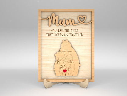 Mommy Bear Custom Name Family Sign SVG for xTool and Glowforge
