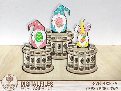 Easter Gnome Money Holder SVG Bundle 6 Cute Bunny Gnome for LightBurn