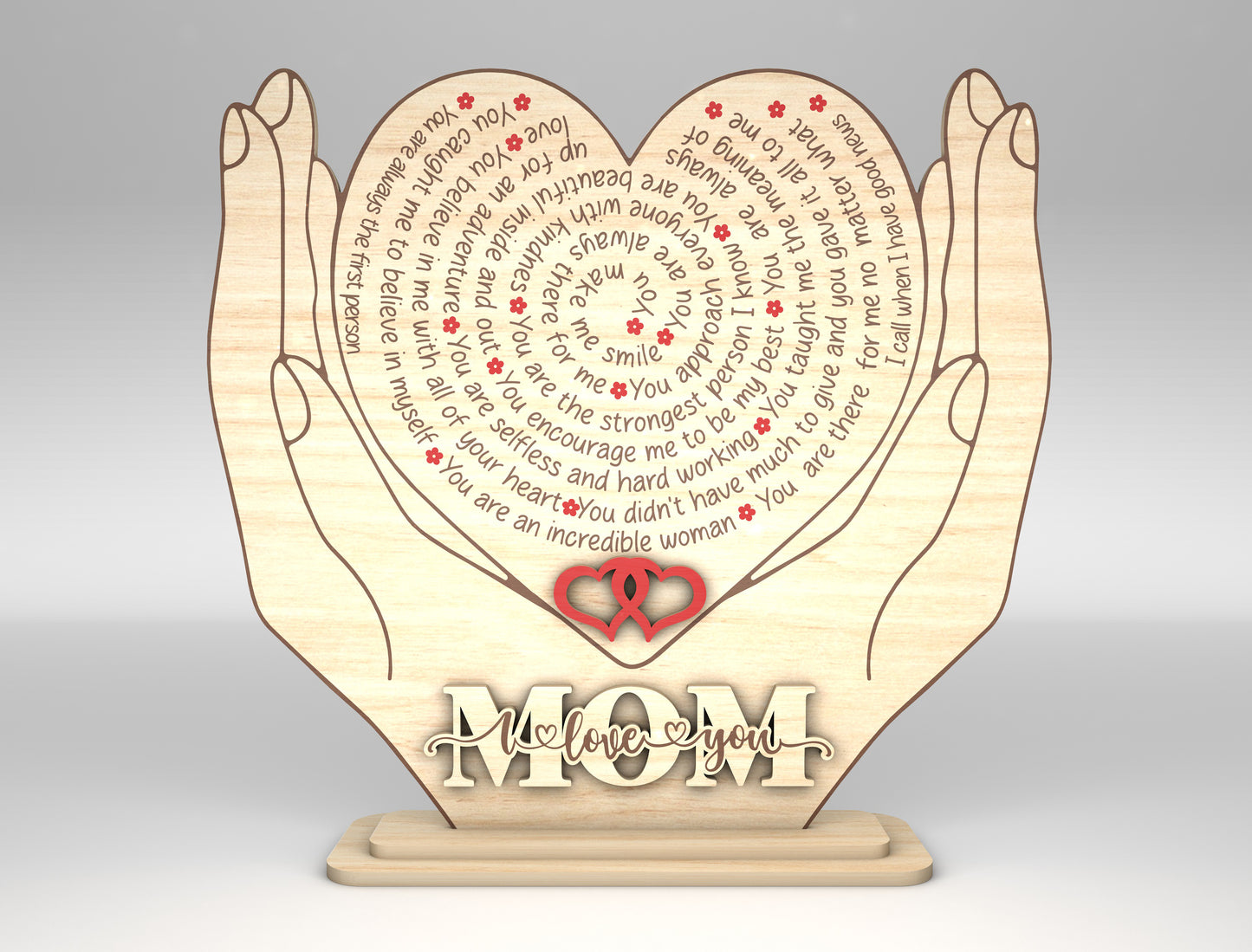 Mom Heart Hands Sign SVG Bundle for LightBurn and Glowforge