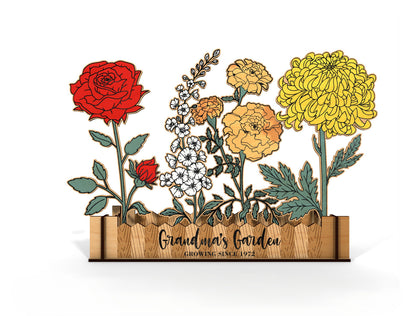 Birth Flower Garden Box SVG Bundle Floral Fence for xTool and LightBurn