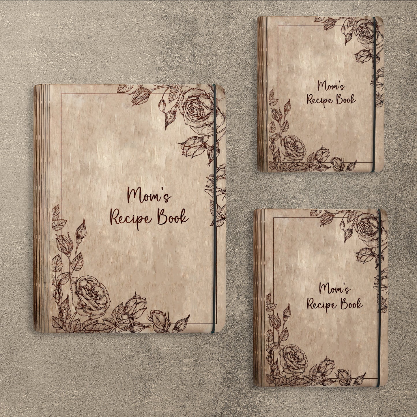 Mom's Minimal Floral Recipe Book SVG Cookbook Cover for Glowforge