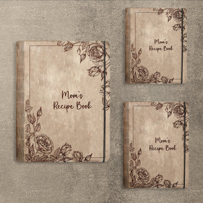 Mom's Minimal Floral Recipe Book SVG Cookbook Cover for Glowforge