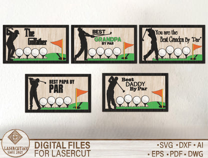 Personalized Golf Dad Sign SVG for Glowforge and xTool