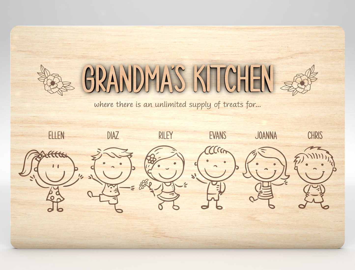 Grandma's Kitchen Stick Figure Family Sign SVG for LightBurn