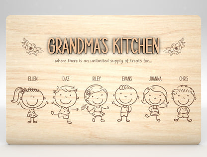 Grandma's Kitchen Stick Figure Family Sign SVG for LightBurn
