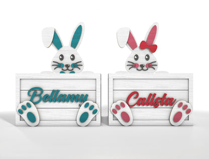 Personalized Easter Bunny Box SVG Bundle Wooden Basket for LightBurn and xTool