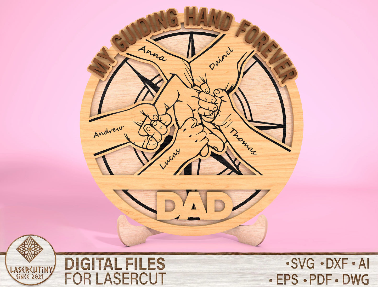 Personalized Dad Compass Sign SVG Laser Cut File for Glowforge and LightBurn