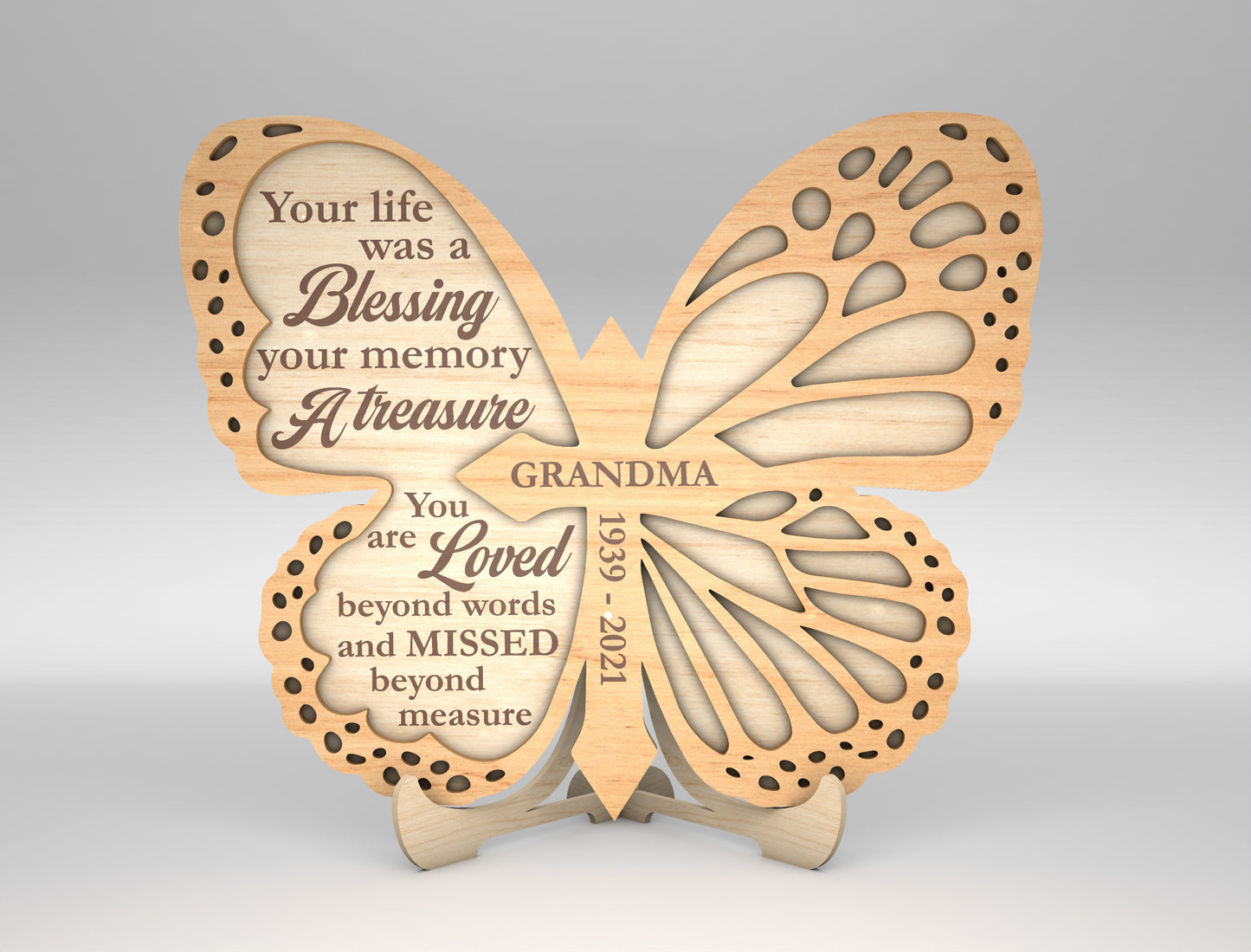 Butterfly Memorial Tabletop Decor SVG Laser Cut File for LightBurn