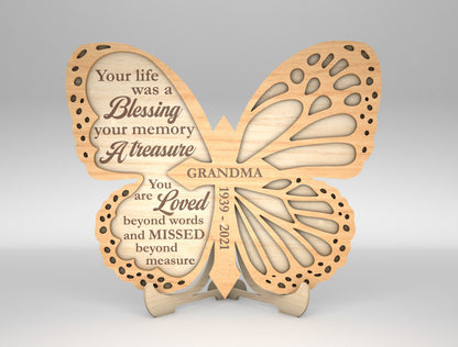 Butterfly Memorial Tabletop Decor SVG Laser Cut File for LightBurn