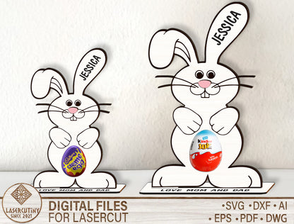 Personalized Easter Bunny Chocolate Holder SVG Custom for LightBurn