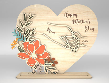 Personalized Mom Cosmos Floral Heart Sign SVG for xTool
