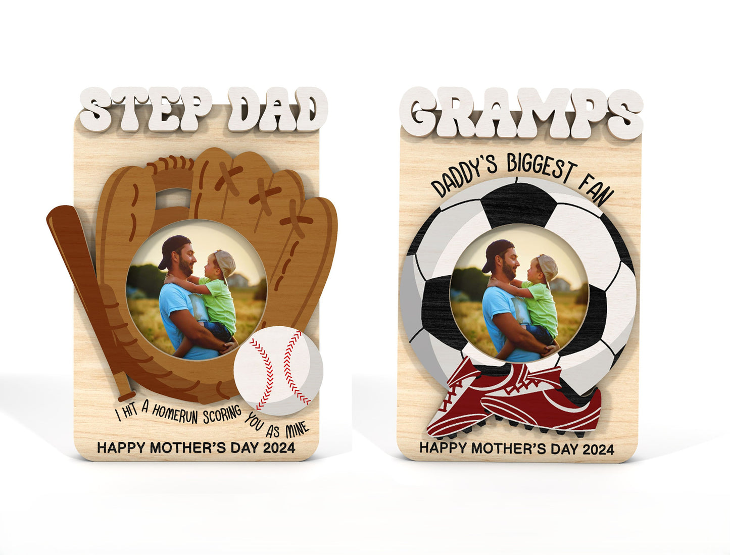 Father's Day Sports Photo Magnet SVG Bundle Laser Cut File for Glowforge and LightBurn
