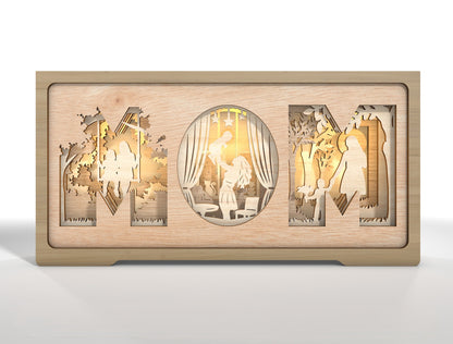 MOM Layered Story Light Box Frame SVG for Glowforge and xTool