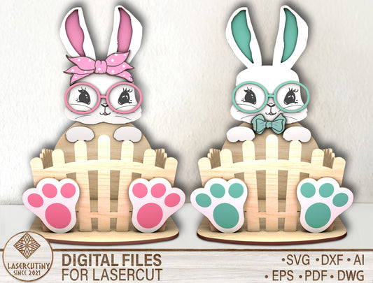 Easter Bunny Glasses Egg Holder SVG Cute Bunny for Glowforge and xTool