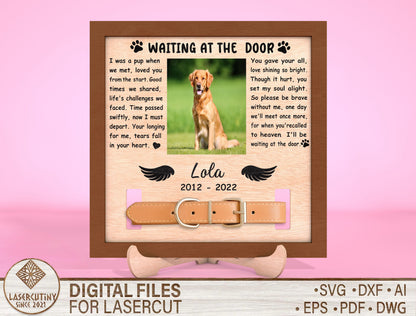 Waiting at the Door Dog Cat Photo Frame SVG  Laser Cut File for Glowforge and xTool