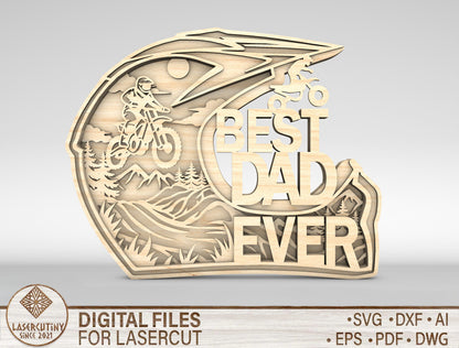 Best Dad Ever Motocross Helmet Sign SVG Laser Cut File for Glowforge and LightBurn