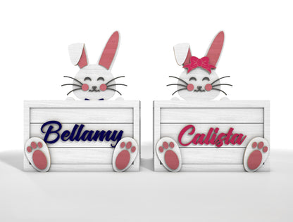 Personalized Easter Bunny Basket SVG Cute Wooden Box for Glowforge and xTool