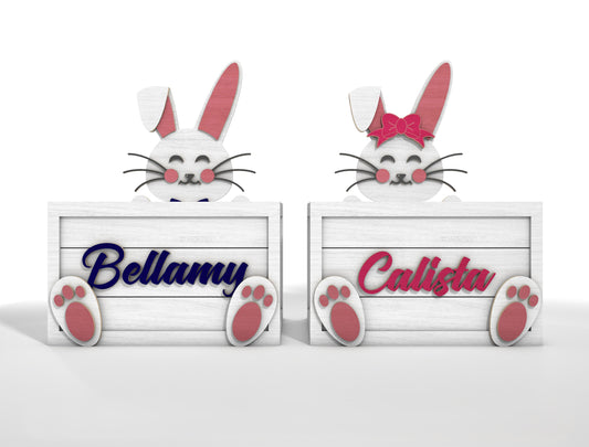 Personalized Easter Bunny Basket SVG Cute Wooden Box for Glowforge and xTool