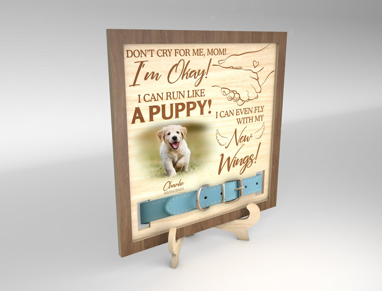 Dog Memorial Collar Frame SVG “I’m Okay” for Glowforge and LightBurn