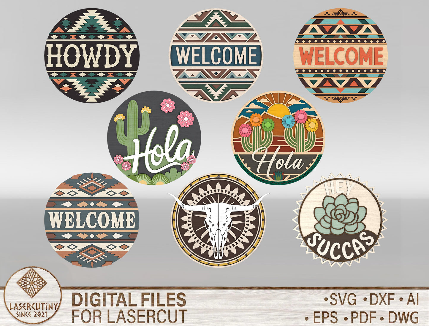 Southwest Welcome Sign SVG Bundle Laser Cut File for Glowforge and xTool