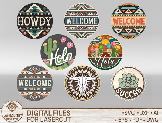 Southwest Welcome Sign SVG Bundle Laser Cut File for Glowforge and xTool