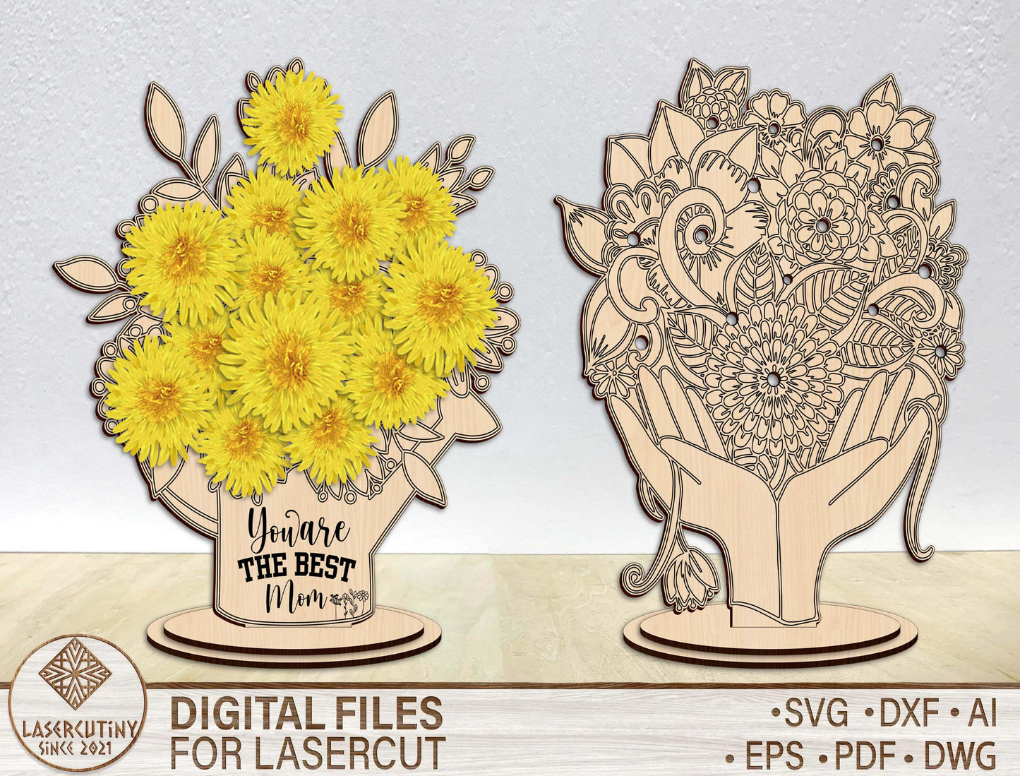 Floral Bouquet Holder SVG Flower Insert Stand for LightBurn and xTool