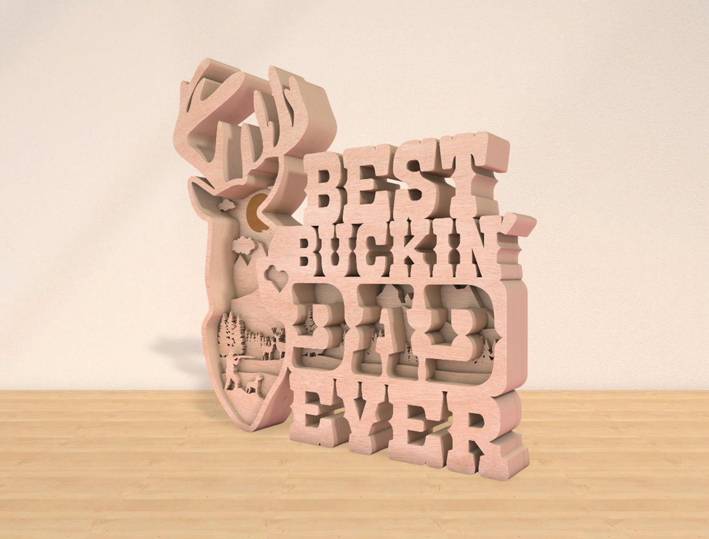 Best Buckin Dad Ever Laser Cut File | Hunting Dad Multilayer Decor | Layered Wooden Shadow Box | Glowforge, xTool, LightBurn, etc.