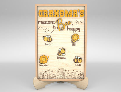 Grandma Bee Reasons to Be Happy Sign SVG for Glowforge and xTool
