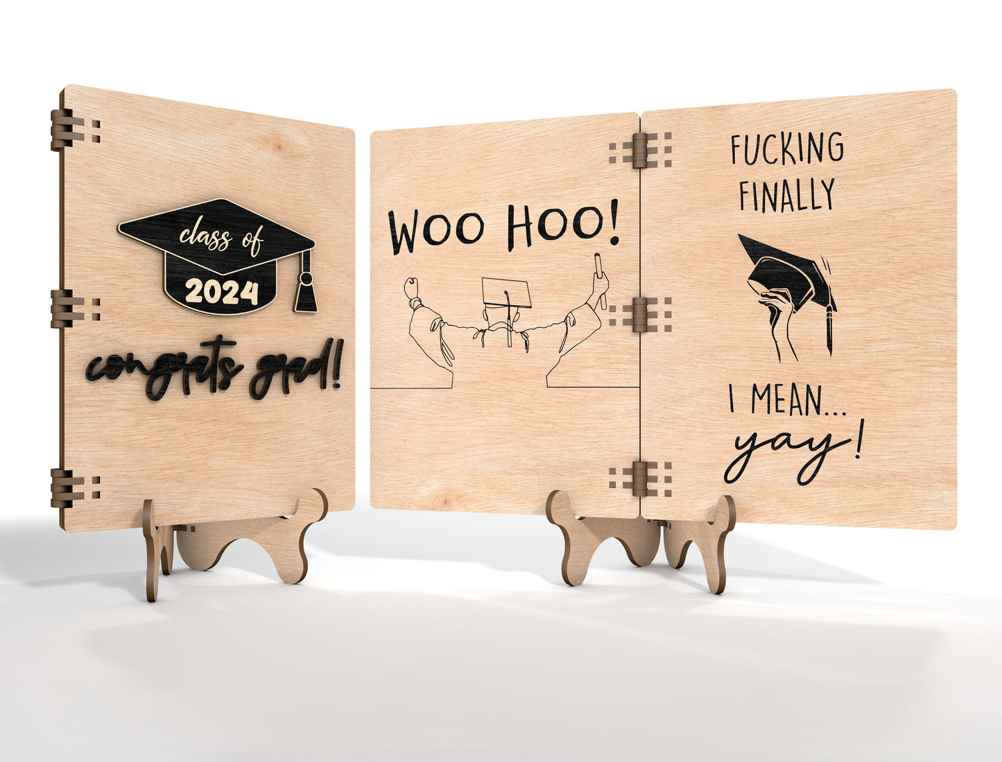 Graduation Folding Gift Card SVG for Glowforge and xTool