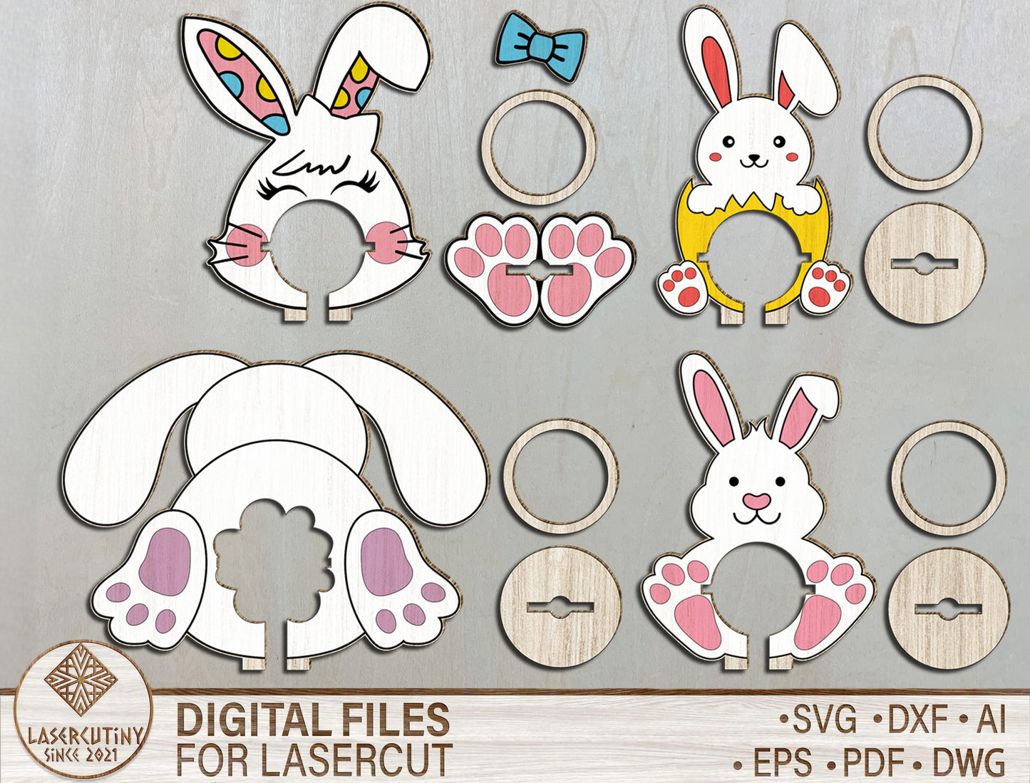 Easter Bunny Sucker Holder SVG Bundle 9 Candy Lollipop for LightBurn and xTool
