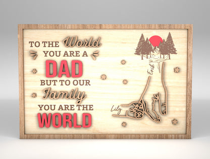 Personalized Dad Family Kids Hands Sign SVG Laser Cut File for LightBurn and xTool