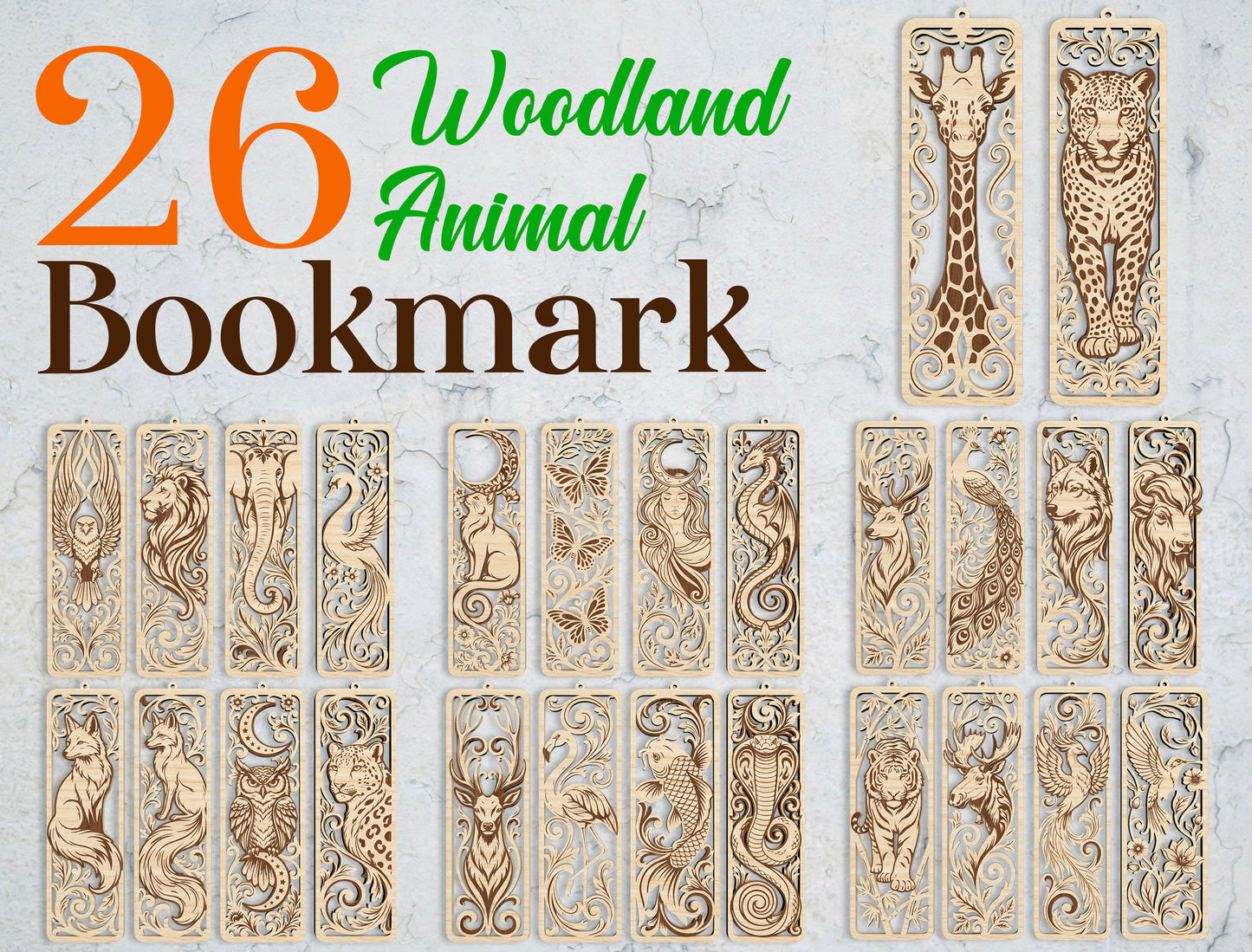 Woodland Animal Bookmark SVG Bundle 26 Designs for LightBurn Glowforge xTool