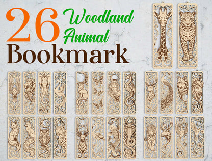 Woodland Animal Bookmark SVG Bundle 26 Designs for LightBurn Glowforge xTool