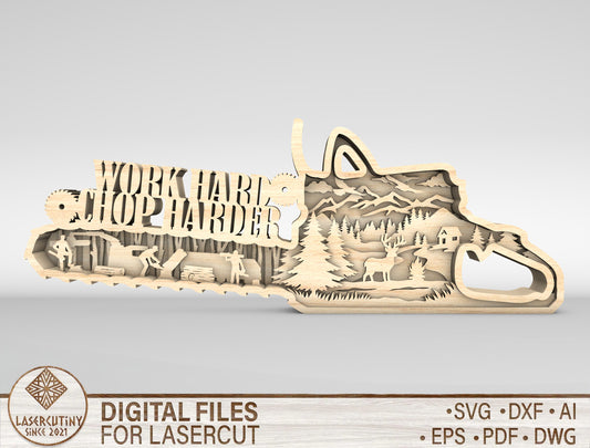 Chainsaw Woodworking Sign SVG Laser Cut File for LightBurn and xTool